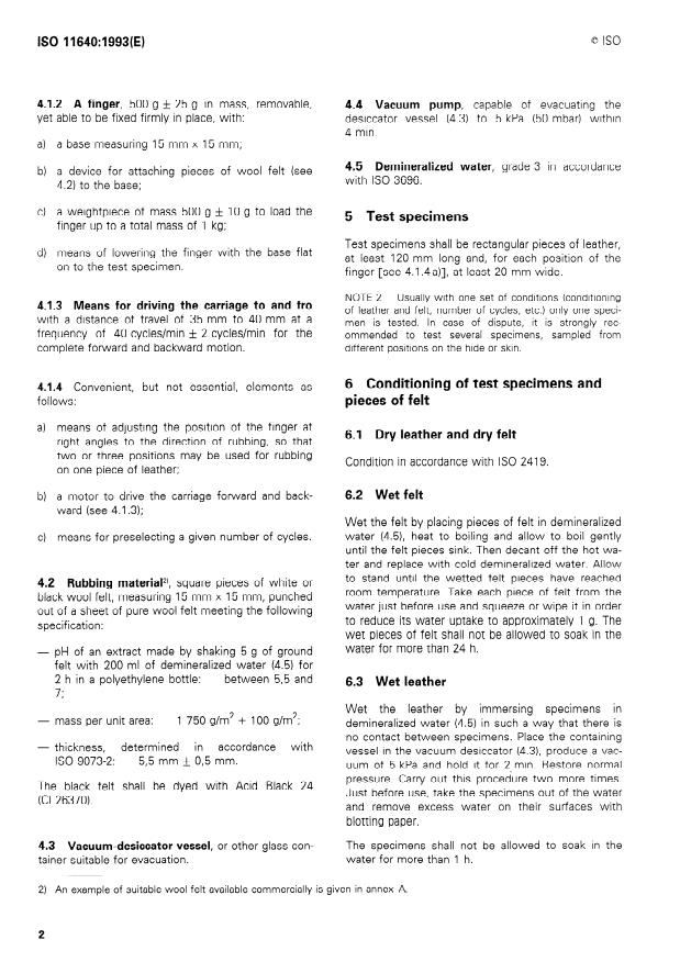 ISO 11640:1993 ISO 11640:1993 - Leather -- Tests for colour fastness -- Colour fastness to cycles of to-and-fro rubbing - Page 4 preview