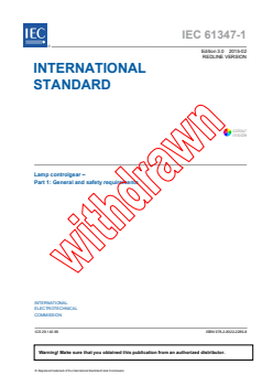IEC 61347-1:2015 RLV - Lamp controlgear - Part 1: General and safety requirements
Released:2/19/2015
Isbn:9782832222898 - Page 3 preview