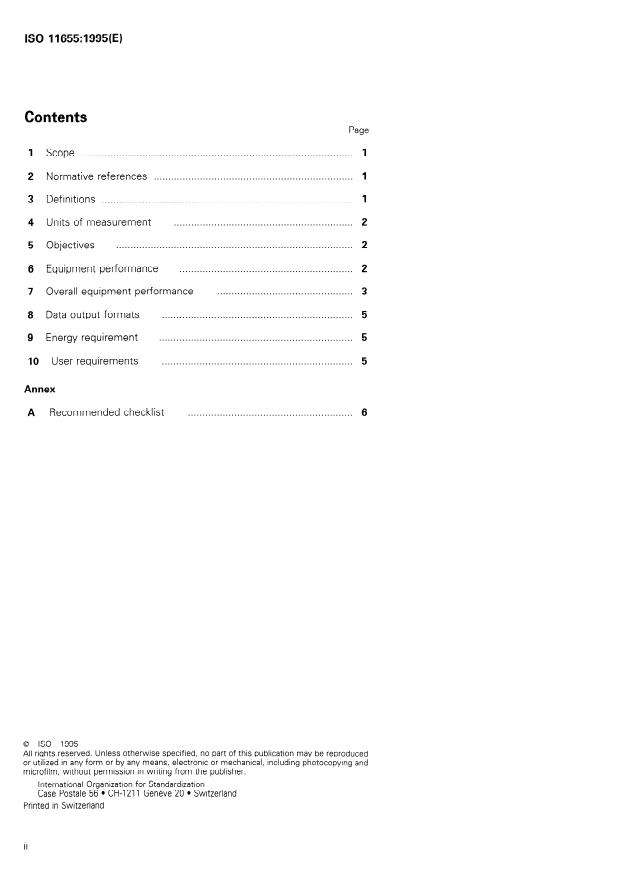 ISO 11655:1995 ISO 11655:1995 - Measurement of liquid flow in open channels -- Method of specifying performance of hydrometric equipment - Page 2 preview