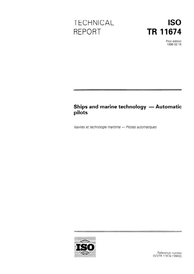 ISO/TR 11674:1996 - Ships and marine technology -- Automatic pilots