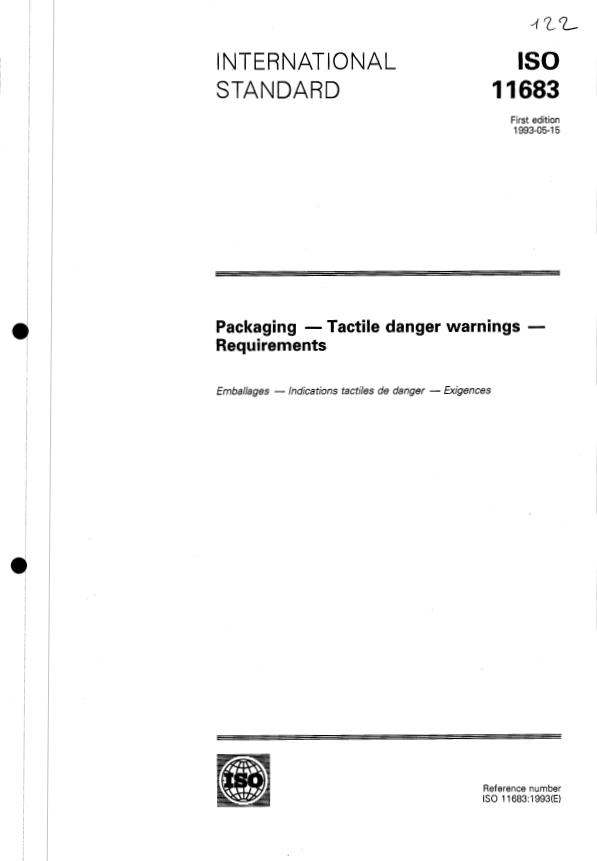 ISO 11683:1993 - Packaging -- Tactile danger warnings -- Requirements