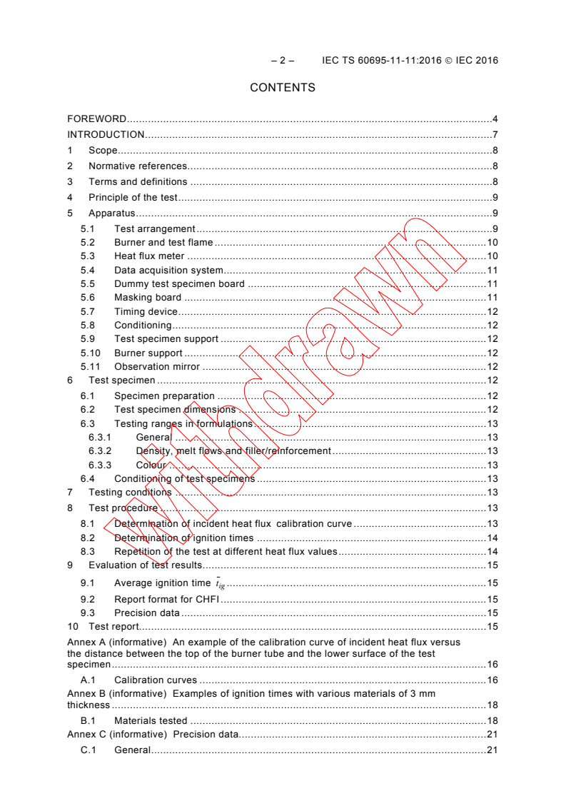 IEC TS 60695-11-11:2016 IEC TS 60695-11-11:2016 - Fire hazard testing - Part 11-11: Test flames - Determination of the characteristic heat flux for ignition from a non-contacting flame source
Released:2/18/2016
Isbn:9782832231777 - Page 4 preview