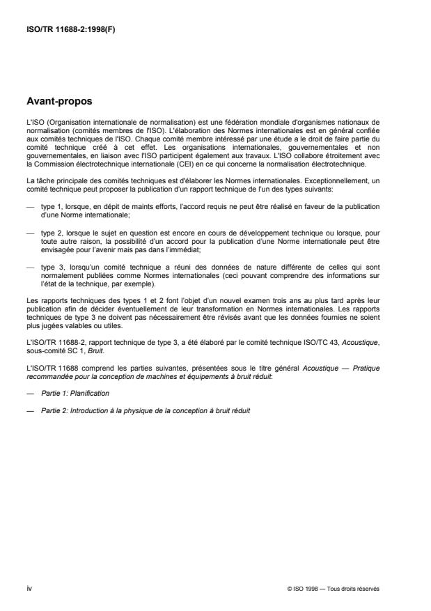 ISO/TR 11688-2:1998 ISO/TR 11688-2:1998 - Acoustique -- Pratique recommandée pour la conception de machines et d'équipements a bruit réduit - Page 4 preview
