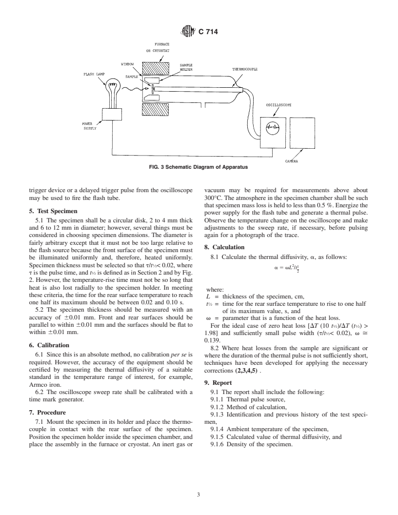 ASTM C714-85(2000) - Standard Test Method for Thermal Diffusivity of Carbon and Graphite by a Thermal Pulse Method