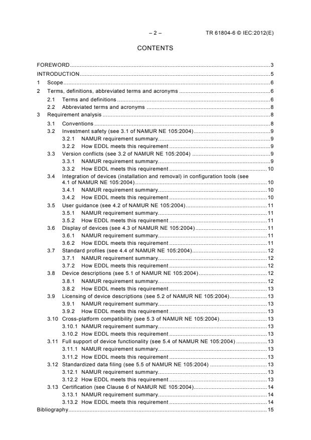 IEC TR 61804-6:2012 IEC TR 61804-6:2012 - Function blocks (FB) for process control - Electronic device description language (EDDL) - Part 6: Meeting the requirements for integrating fieldbus devices in engineering tools for field devices - Page 4 preview