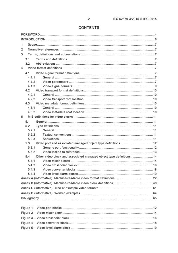 IEC 62379-3:2015 IEC 62379-3:2015 - Common control interface for networked digital audio and video products - Part 3: Video - Page 4 preview