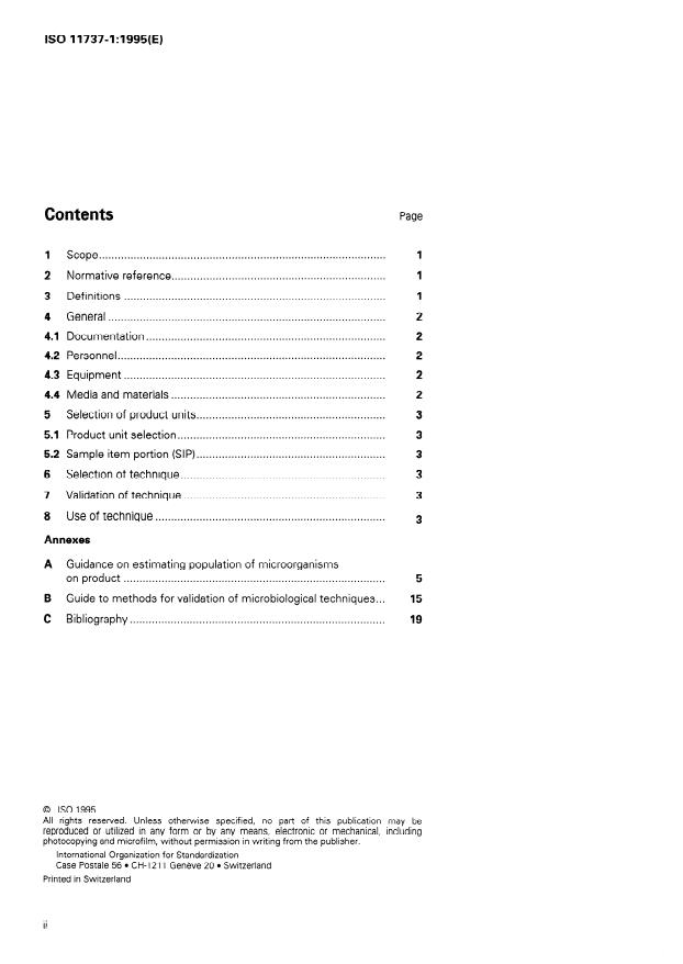 ISO 11737-1:1995 ISO 11737-1:1995 - Sterilization of medical devices -- Microbiological methods - Page 2 preview