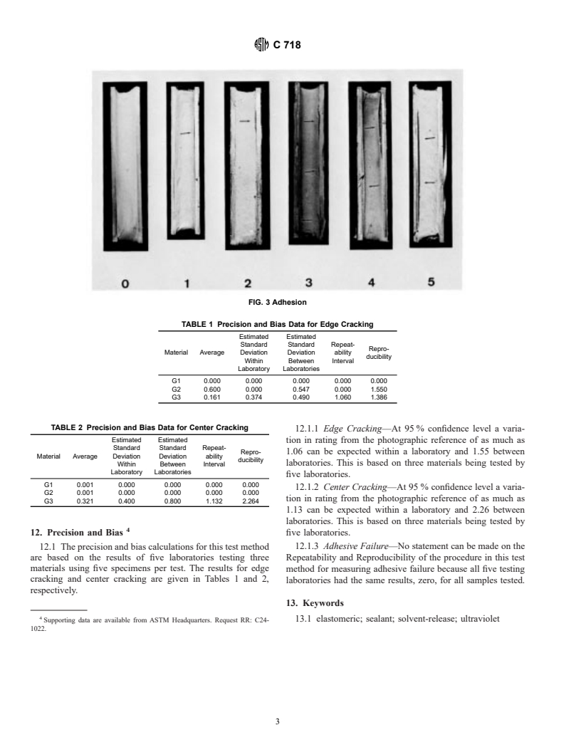 ASTM C718-93 - Standard Test Method for Ultraviolet (UV)-Cold Box Exposure of One-Part, Elastomeric, Solvent-Release Type Sealants (Withdrawn 2002)