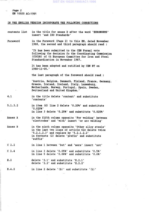 EN 10020:1988/AC:1991 EN 10020:1995/AC1:1996 - Page 4 preview