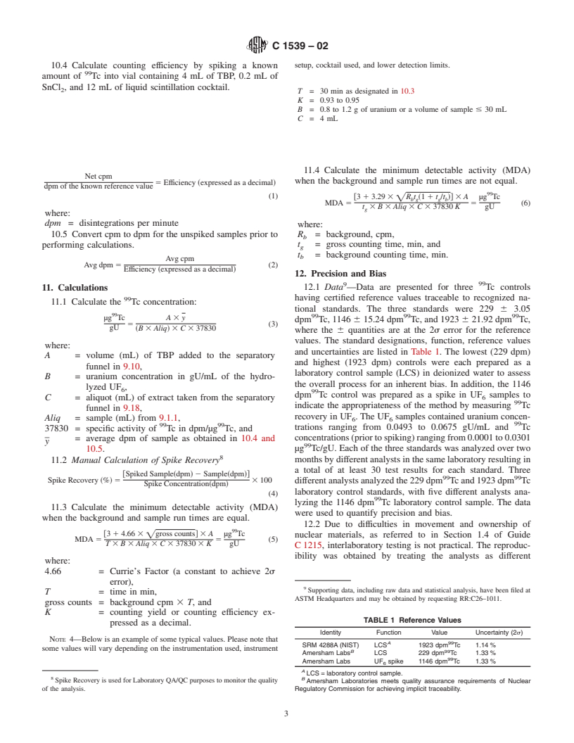 ASTM C1539-02 - Standard Test Method for Determination of Technetium-99 in Uranium Hexafluoride by Liquid Scintillation Counting (Withdrawn 2008)