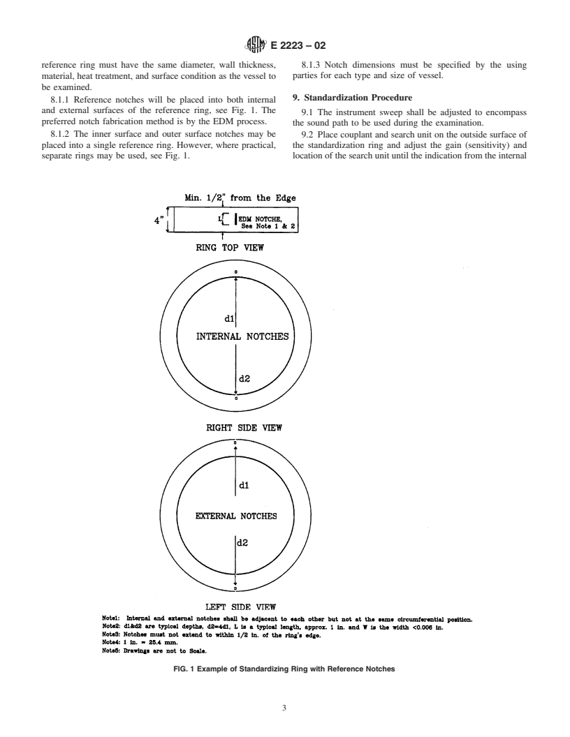 ASTM E2223-02 - Standard Practice for Examination of Seamless, Gas-Filled, Steel Pressure Vessels Using Angle Beam Ultrasonics