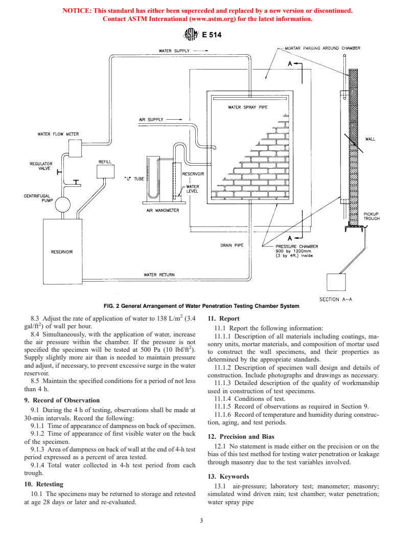 ASTM E514-02 - Standard Test Method for Water Penetration and Leakage Through Masonry