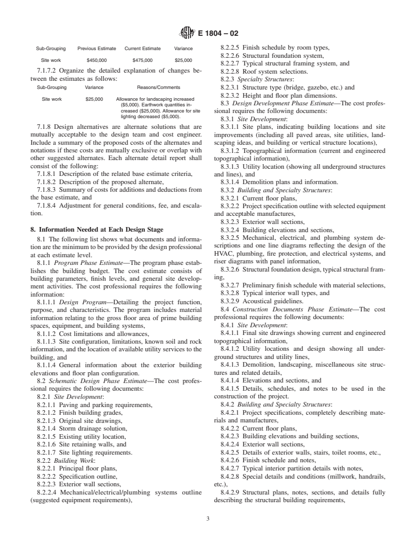 ASTM E1804-02 - Standard Practice for Performing and Reporting Cost Analysis During the Design Phase of a Project