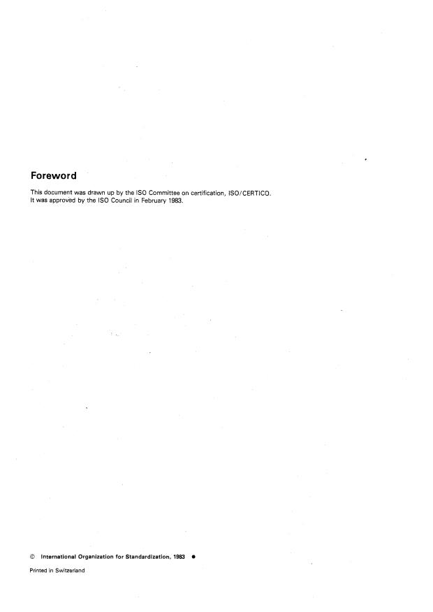 ISO Guide 27:1983 ISO Guide 27:1983 - Guidelines for corrective action to be taken by a certification body in the event of misuse of its mark of conformity - Page 2 preview