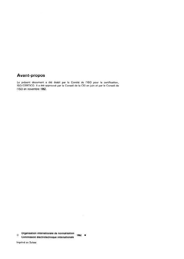 ISO/IEC Guide 28:1982 ISO/IEC Guide 28:1982 - Regles générales pour un systeme type de certification des produits par une tierce partie - Page 2 preview