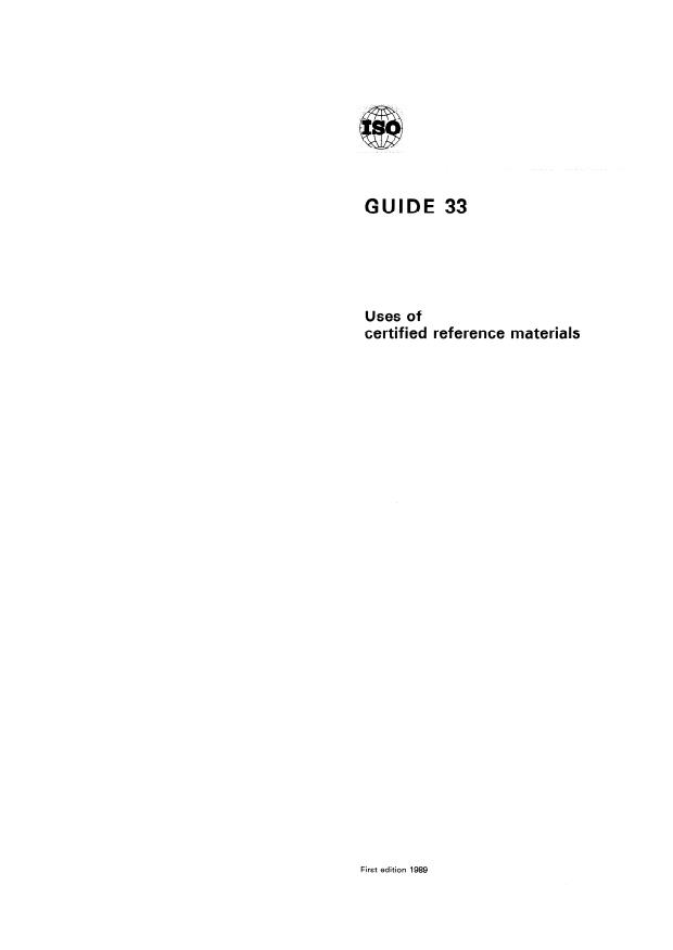 ISO Guide 33:1989 - Uses of certified reference materials