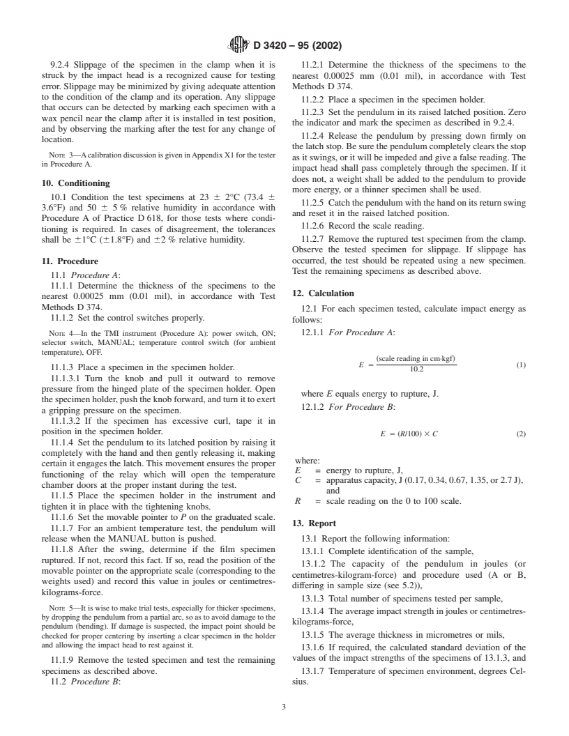 ASTM D3420-95(2002) - Standard Test Method for Pendulum Impact Resistance of Plastic Film