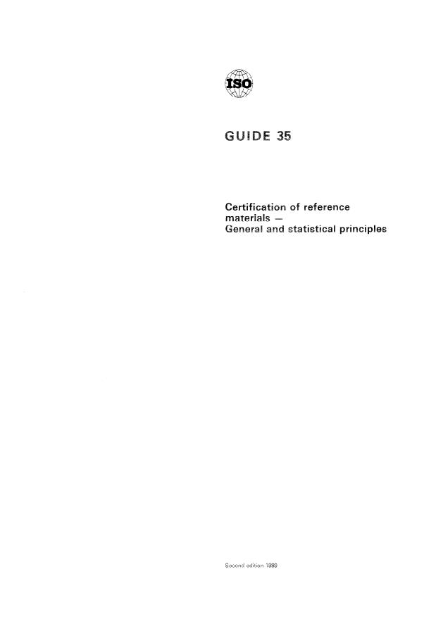 ISO Guide 35:1989 - Certification of reference materials -- General and statistical principles