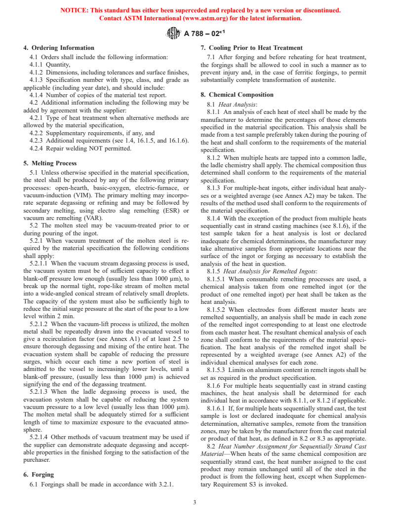 ASTM A788-02e1 - Standard Specification for Steel Forgings, General Requirements