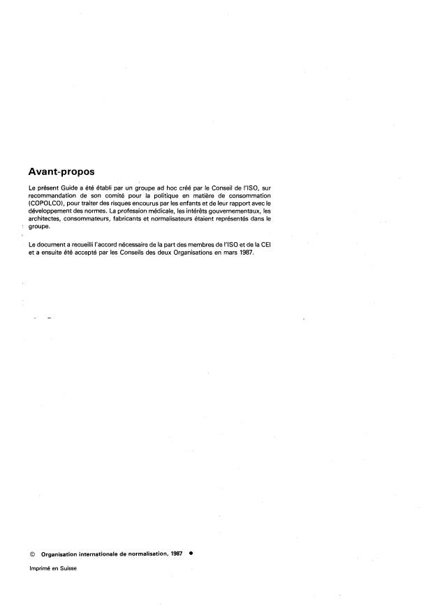 ISO/IEC Guide 50:1987 ISO/IEC Guide 50:1987 - La sécurité des enfants et les normes -- Principes directeurs - Page 2 preview