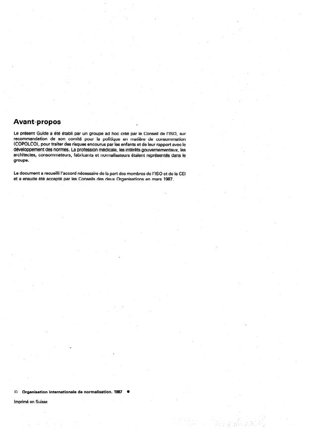 ISO/IEC Guide 50:1987 ISO/IEC Guide 50:1987 - La sécurité des enfants et les normes -- Principes directeurs - Page 2 preview