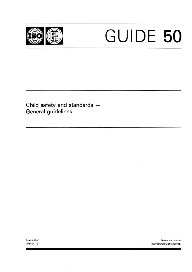 ISO/IEC Guide 50:1987 - Child safety and standards -- General guidelines