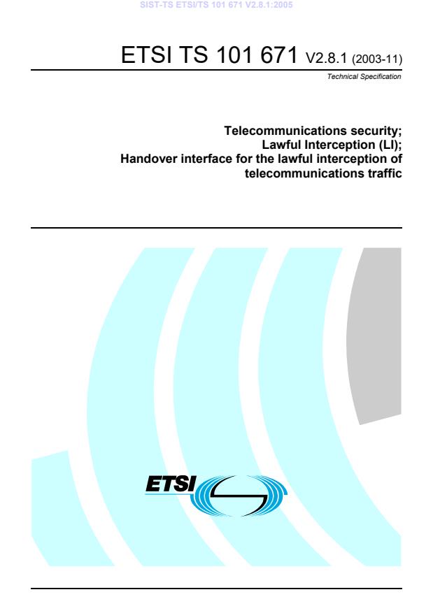 SIST-TS ETSI/TS 101 671 V2.8.1:2005