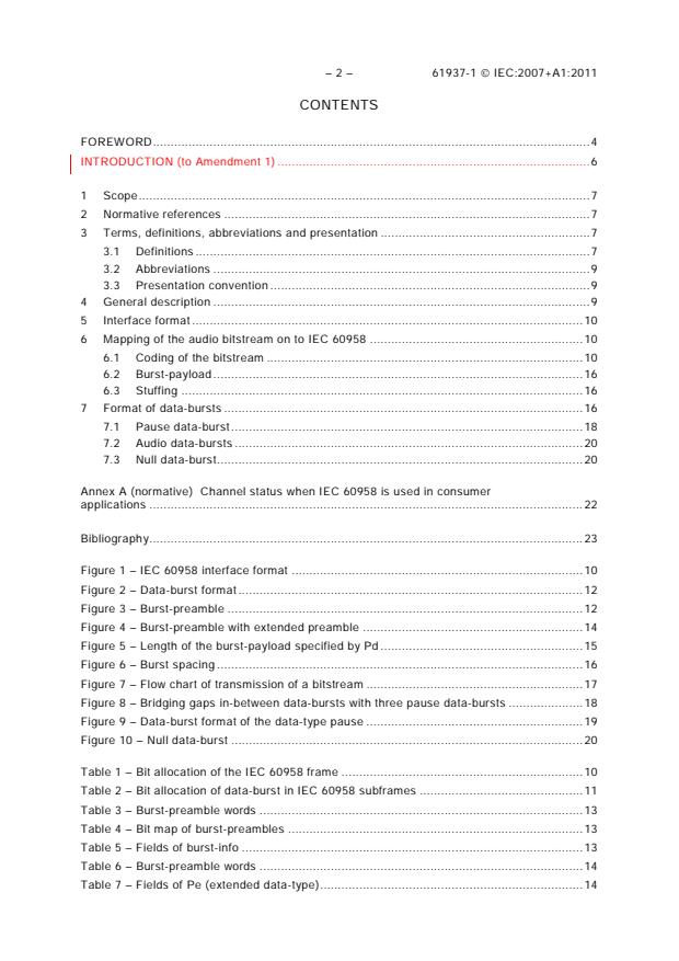 IEC 61937-1:2007+AMD1:2011 CSV IEC 61937-1:2007+AMD1:2011 CSV - Digital audio - Interface for non-linear PCM encoded audio bitstreams applying IEC 60958 - Part 1: General - Page 4 preview