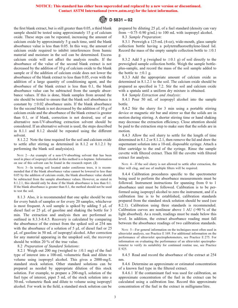 ASTM D5831-02 - Standard Test Method for Screening Fuels in Soils