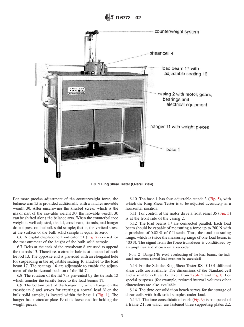 ASTM D6773-02 - Standard Shear Test Method for Bulk Solids Using the Schulze Ring Shear Tester