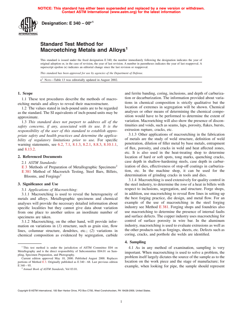 ASTM E340-00e1 - Standard Test Method for Macroetching Metals and Alloys