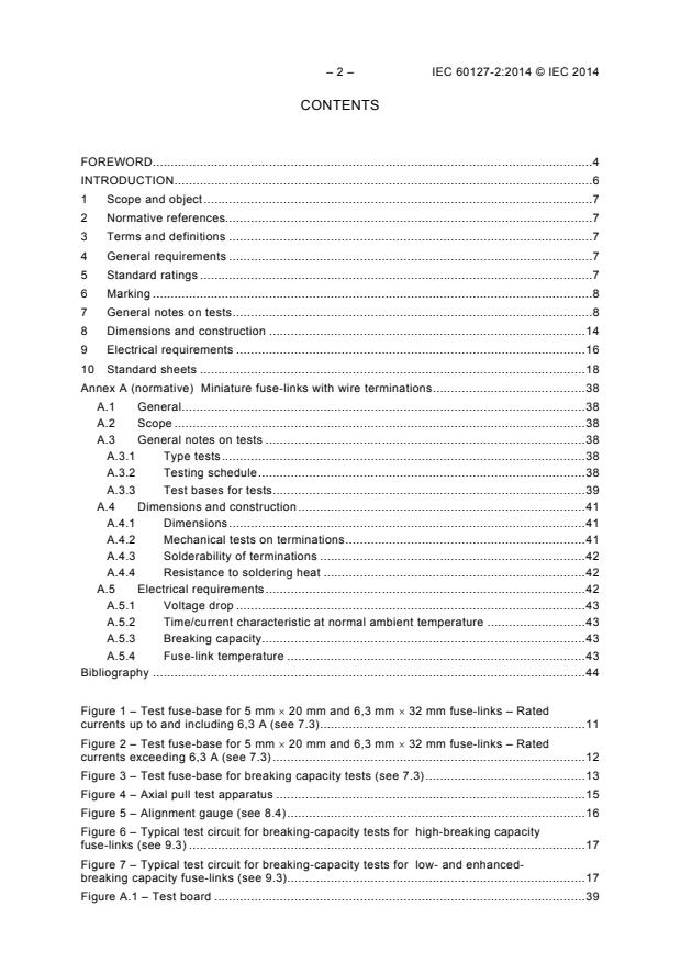 IEC 60127-2:2014 IEC 60127-2:2014 - Miniature fuses - Part 2: Cartridge fuse-links - Page 4 preview