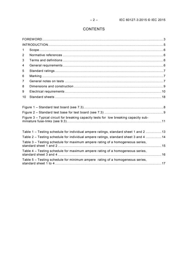 IEC 60127-3:2015 IEC 60127-3:2015 - Miniature fuses - Part 3: Sub-miniature fuse-links - Page 4 preview