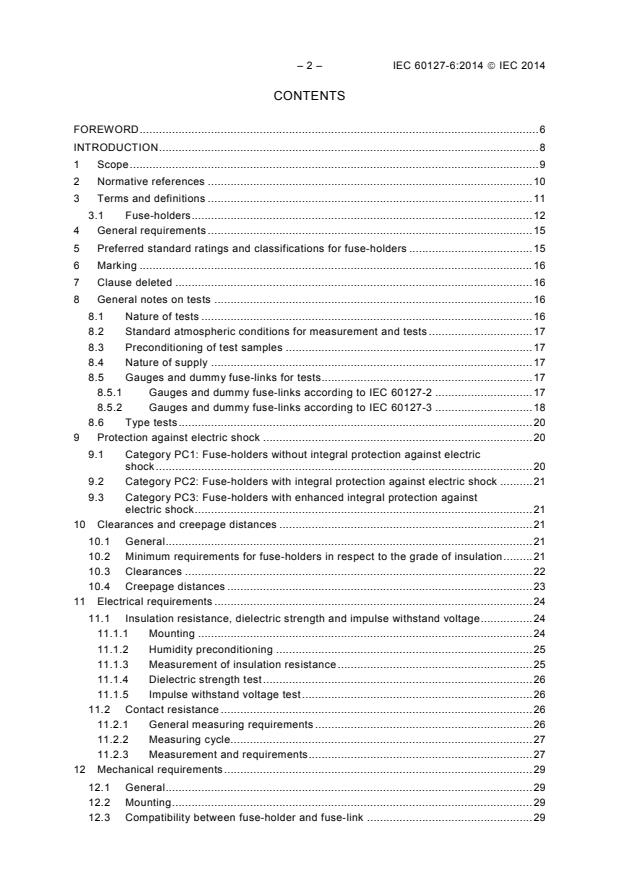 IEC 60127-6:2014 IEC 60127-6:2014 - Miniature fuses - Part 6: Fuse-holders for miniature fuse-links - Page 4 preview