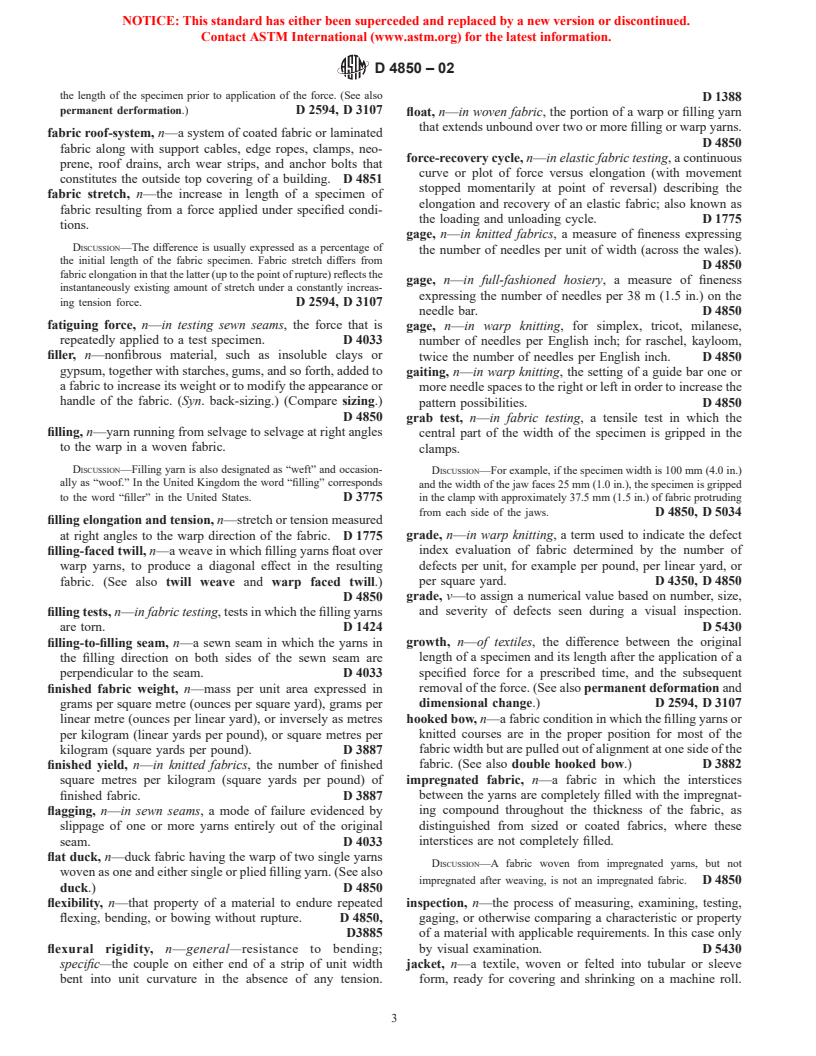 ASTM D4850-02 - Standard Terminology Relating to Fabric