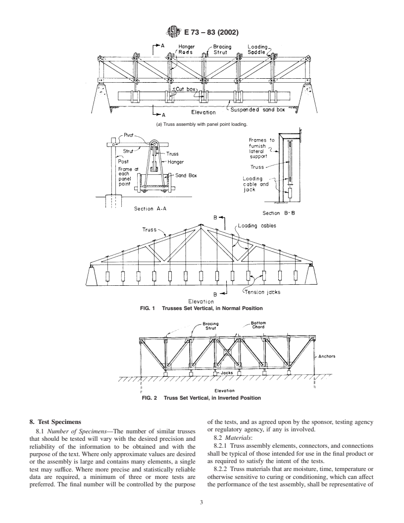 ASTM E73-83(2002) - Standard Practice for Static Load Testing of Truss Assemblies