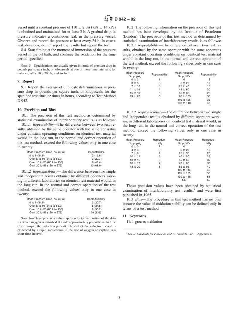 ASTM D942-02 - Standard Test Method for Oxidation Stability of Lubricating Greases by the Oxygen Bomb Method