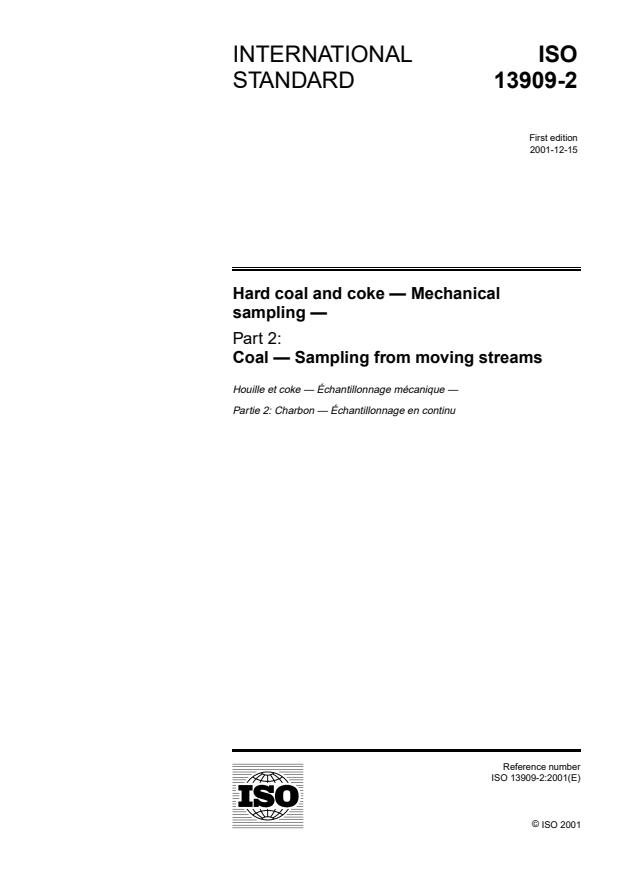 ISO 13909-2:2001 - Hard coal and coke -- Mechanical sampling