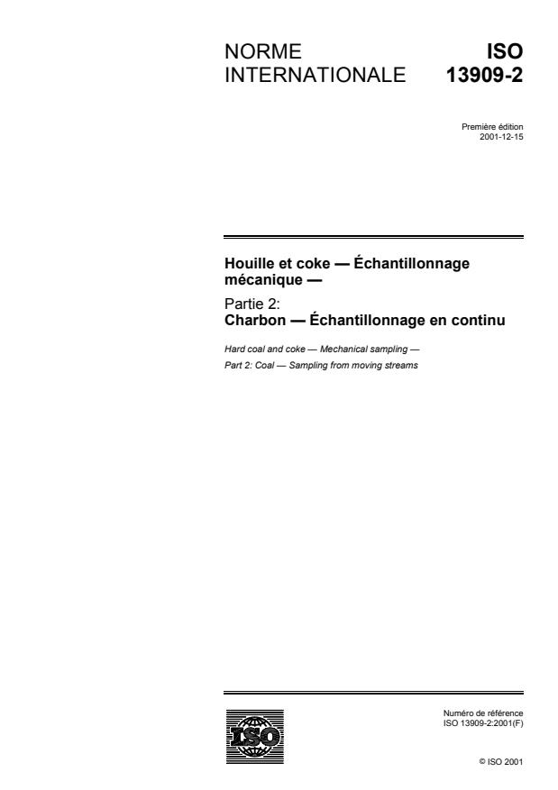 ISO 13909-2:2001 - Houille et coke -- Échantillonnage mécanique