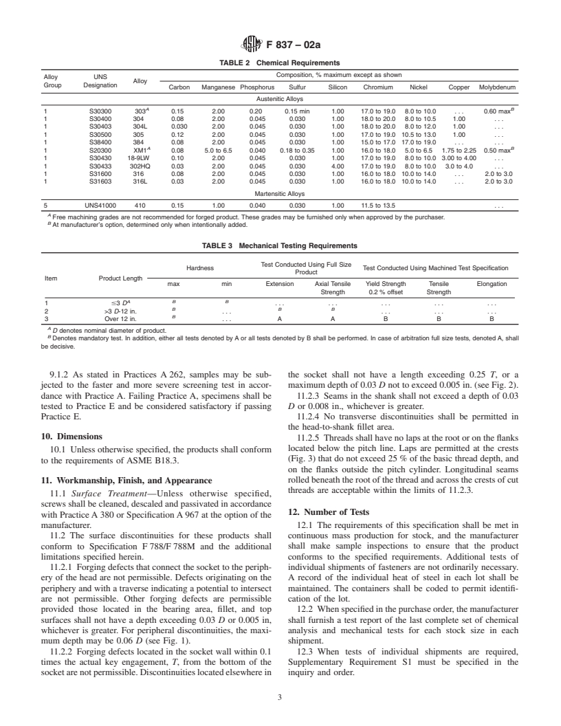 ASTM F837-02a - Standard Specification for Stainless Steel Socket Head Cap Screws