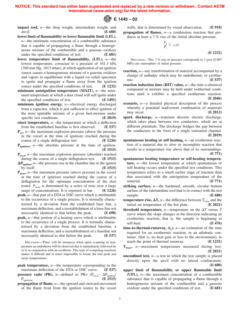 ASTM E1445-02 - Standard Terminology Relating to Hazardous Potential of Chemicals