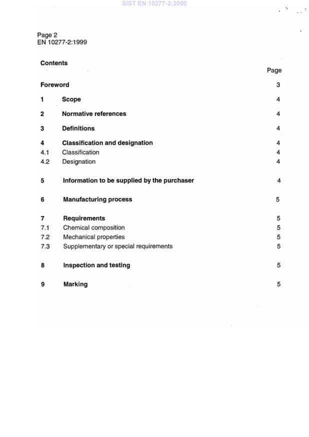 EN 10277-2:1999 EN 10277-2:2000 - Page 4 preview