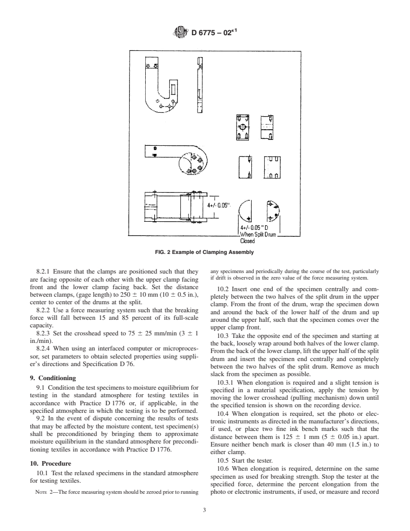 ASTM D6775-02e1 - Standard Test Method for Breaking Strength and Elongation of Textile Webbing, Tape and Braided Material