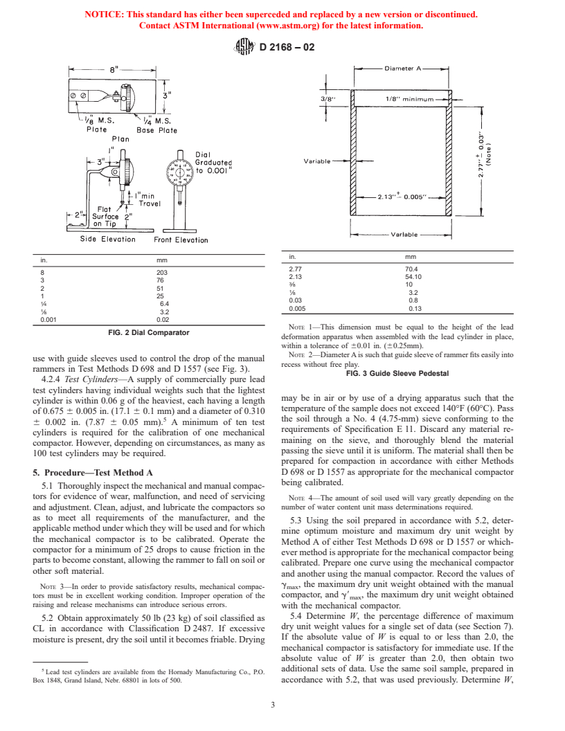 ASTM D2168-02 - Standard Test Methods for Calibration of Laboratory Mechanical-Rammer Soil Compactors