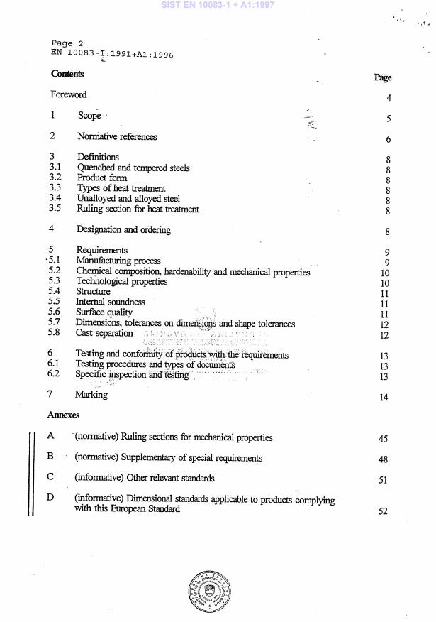 EN 10083-1:1991 + A1:1996 EN 10083-1 + A1:1997 - Page 4 preview