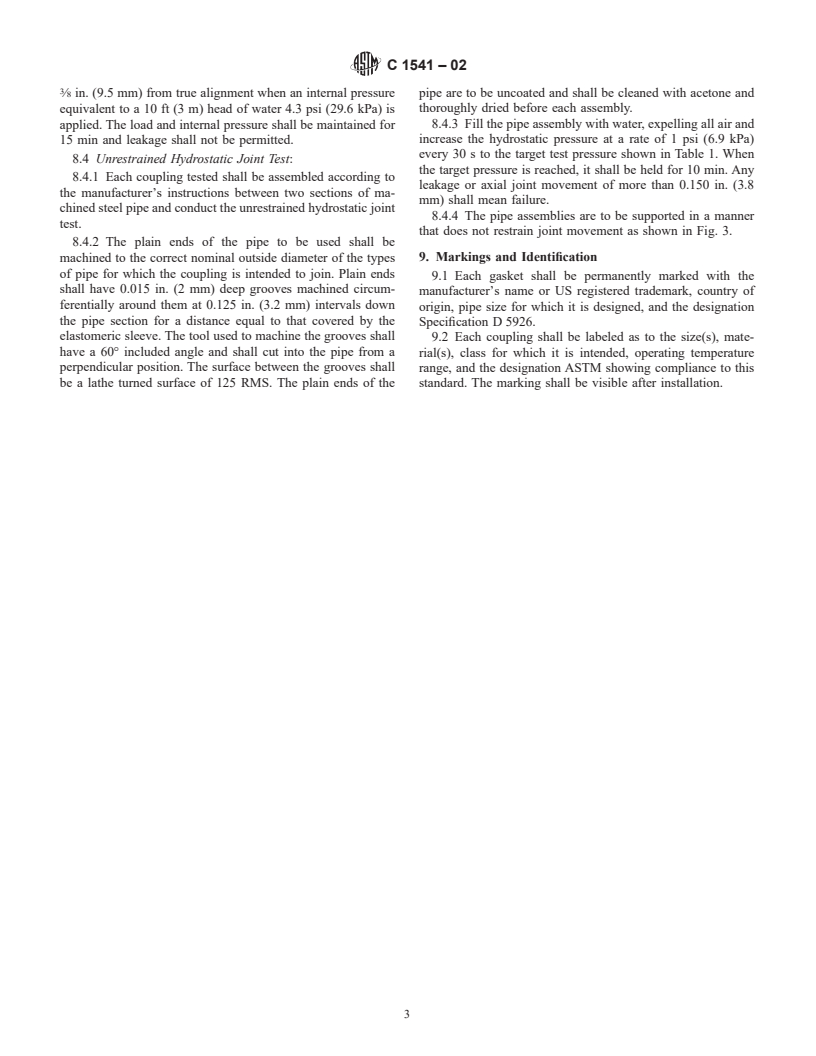 ASTM C1541-02 - Standard Specification for Shielded Transition Couplings Using Flexible Poly Vinyl Chloride (PVC) Gaskets to Connect Dissimilar DWV Pipe and Fittings