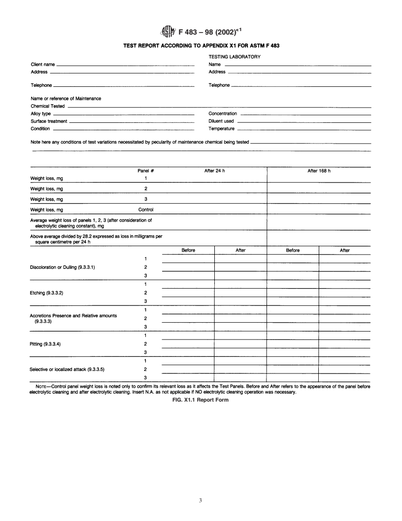 ASTM F483-98(2002)e1 - Standard Test Method for Total Immersion Corrosion Test for Aircraft Maintenance Chemicals