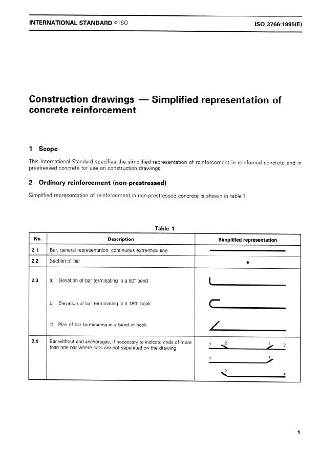 ISO 3766:1995 - Construction drawings -- Simplified representation of concrete reinforcement