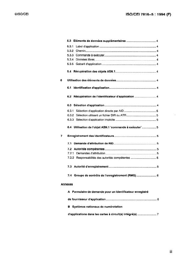 ISO/IEC 7816-5:1994 - Cartes d'identification -- Cartes a circuit(s) intégré(s) a contacts