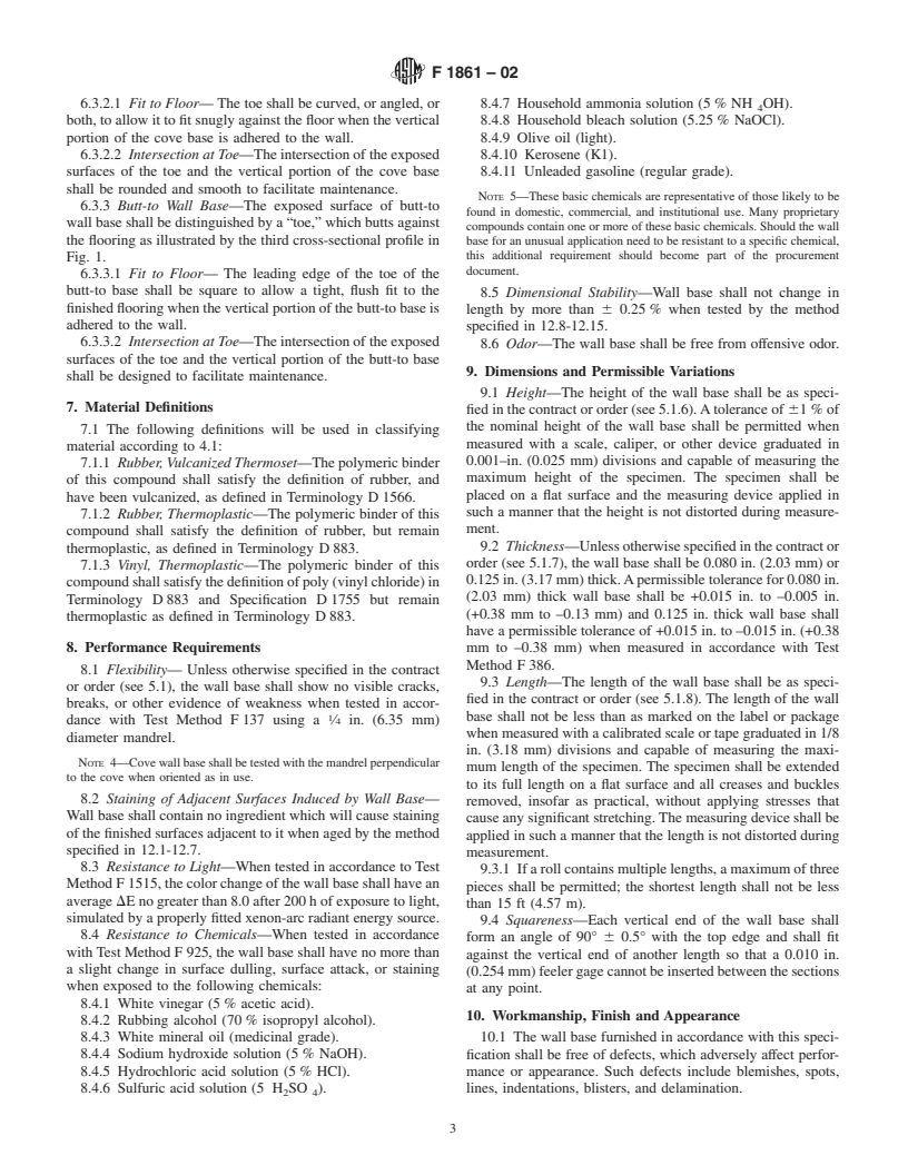 ASTM F1861-02 - Standard Specification for Resilient Wall Base